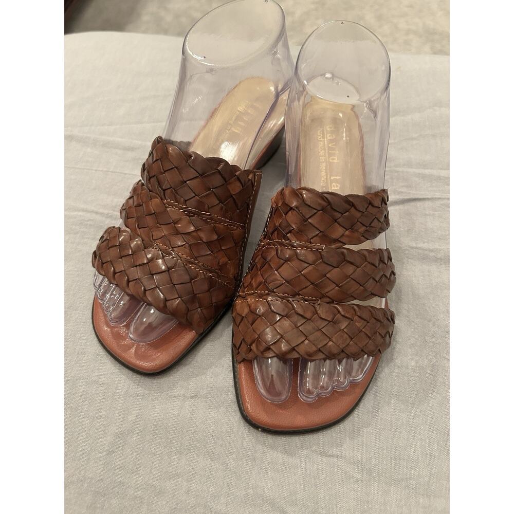 David Tate Sandals Sz‎ 7M Womens Brown Leather With heel. Hand Made Italy.